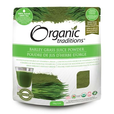 Organic Traditions Poudre de jus d'herbe d'orge certifiée biologique 150gr
